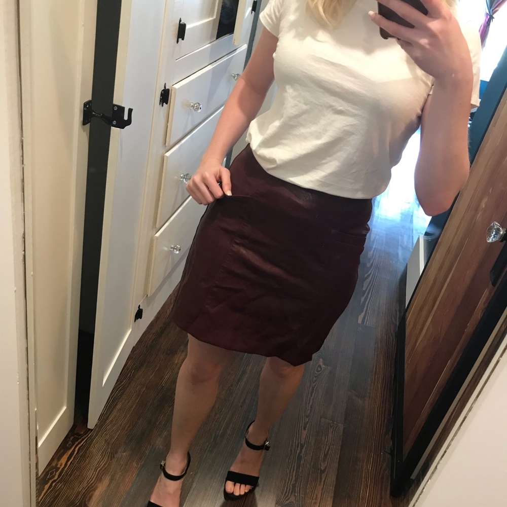 New Look Maroon faux leather skirt